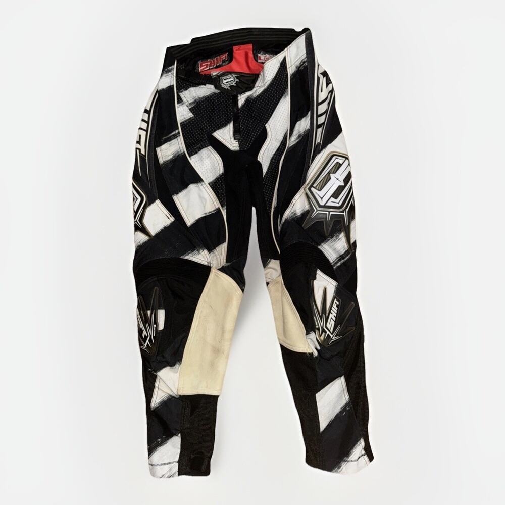 Shift Racing Motocross Pants Size 30 Black White Yamaha Muscle Milk Patches